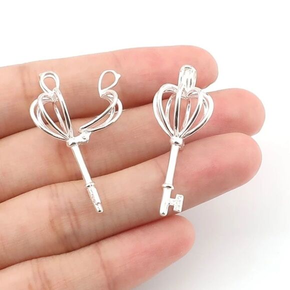 Sterling Silver Crown Skeleton Key Locket Necklace - NEW - Picture 4 of 5